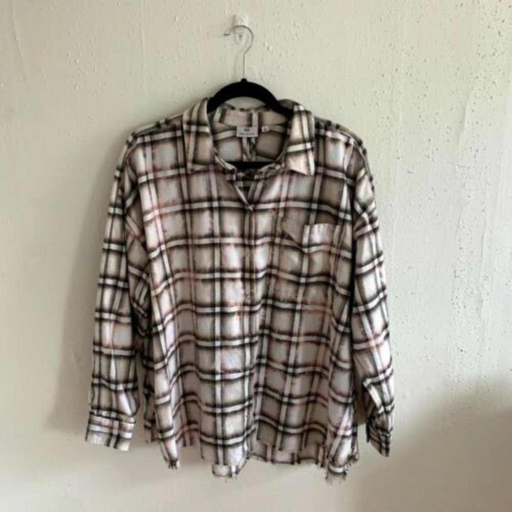 Ag Adriano Goldschmied Josie Flannel Button Down Top Size Large